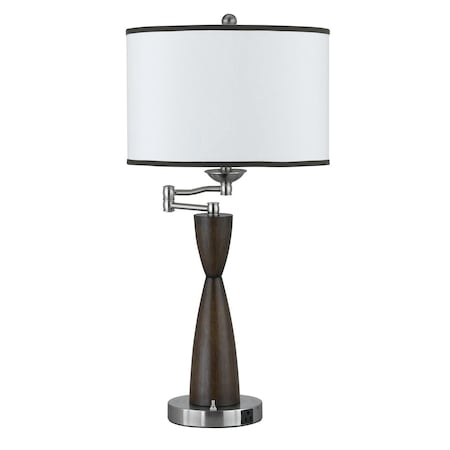 30In. Tall Metal Table Lamp In Brushed Steel /Espresso Finish